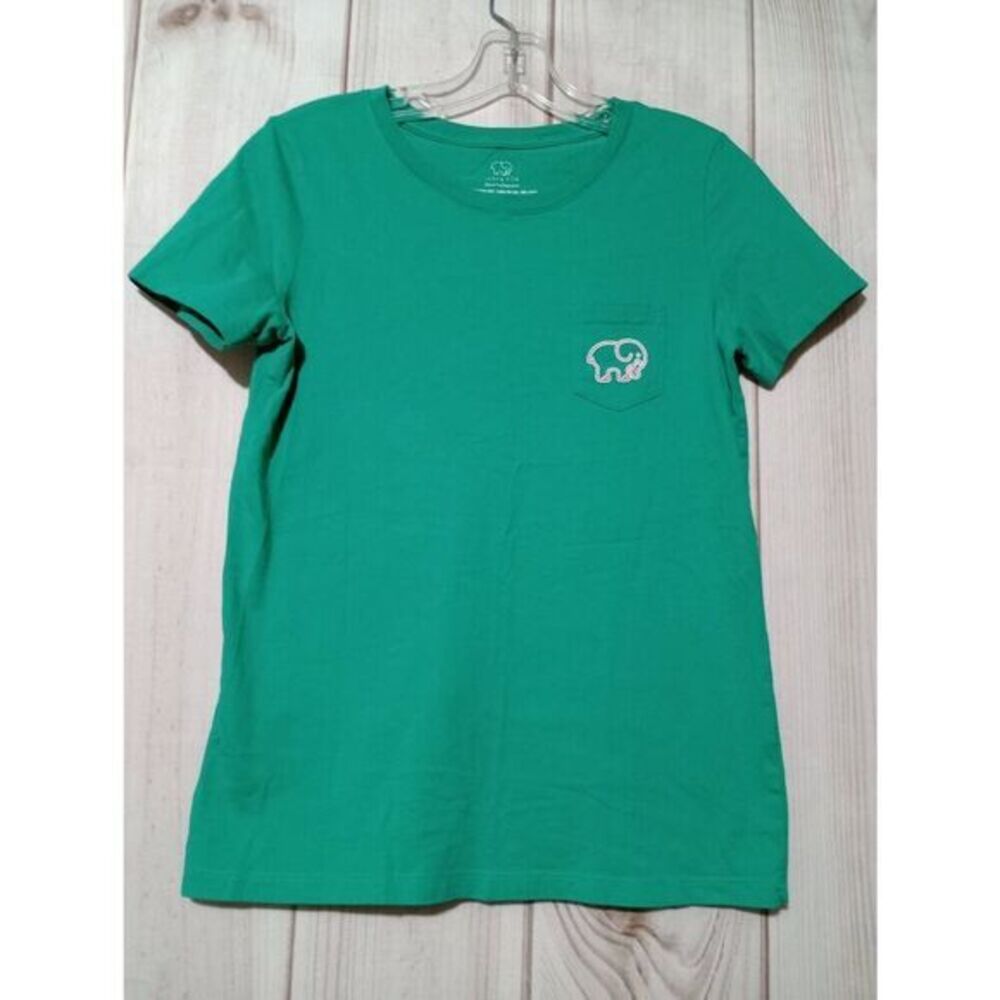 Ivory Ella Green Pineapple Elephant‎ Pocket Graphic T-Shirt Womens Small S